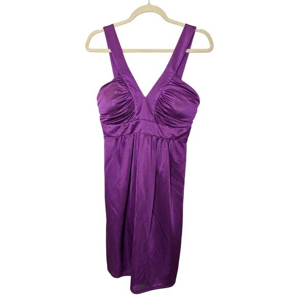 Max And Cleo 90s Prom Dance Party Shirred Cindy Mini Dress Purple Womens Size 4 - Picture 1 of 10